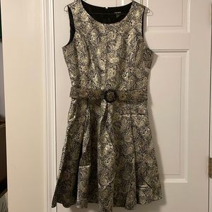 Adorable Nine West black and gold metallic cocktail dress.